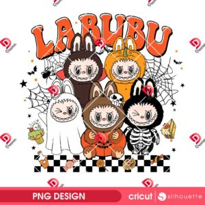 Labubu Monsters Horror Halloween PNG, Spooky Doll Monster Characters Halloween PNG