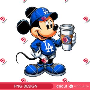 Bundle Mickey Mouse LA Dodgers PNG, Los Angeles Dodgers Disney Friends PNG Bundle, Mickey Baseball PNG 48 Mickey Los Angeles Dodgers With Coffee PNG, Disney Mickey Mouse Baseball LA Dodgers PNG