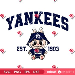New York Yankees Labubu SVG PNG, Labubu Monster Baseball NY Yankees SVG PNG