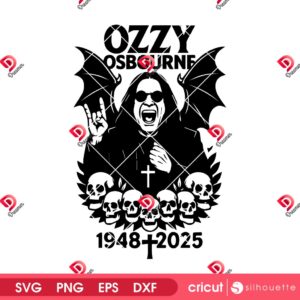 Ozzy Osbourne 1948 - 2025 SVG PNG, RIP Ozzy Osbourne SVG PNG