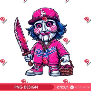 Pink Dodgers Jigsaw Baseball PNG, Billy The Puppet Jigsaw LA Dodgers PNG