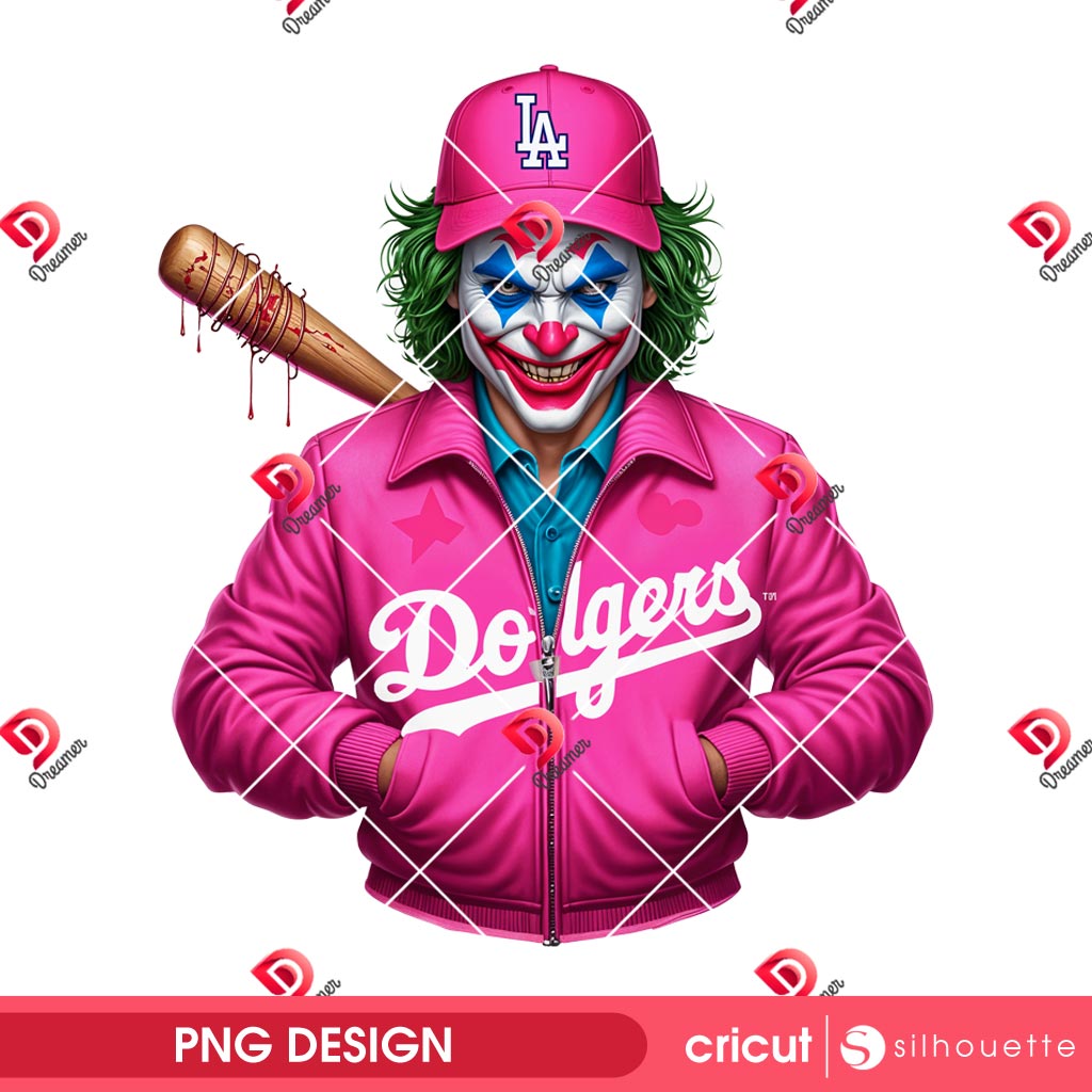 Pink Dodgers Joker Baseball PNG, Horror Character LA Dodgers Baseball PNG 1 Pink Dodgers Joker Baseball PNG, Horror Character LA Dodgers Baseball PNG