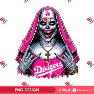 Pink Dodgers Valak Baseball PNG, Horror The Nun LA Dodgers PNG, Horror Character Dodgers Sport PNG