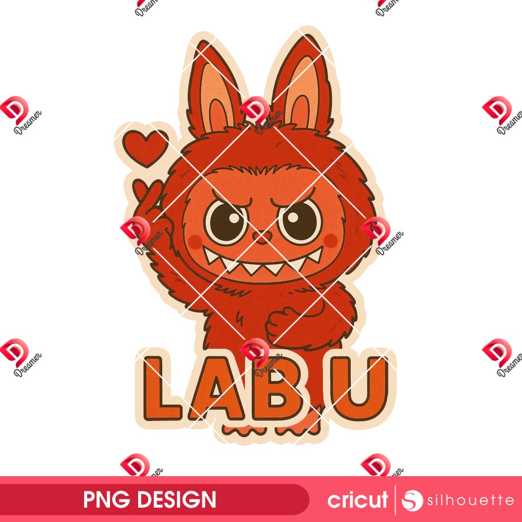 Red Labubu SVG PNG Design 2 Red Labubu PNG Design
