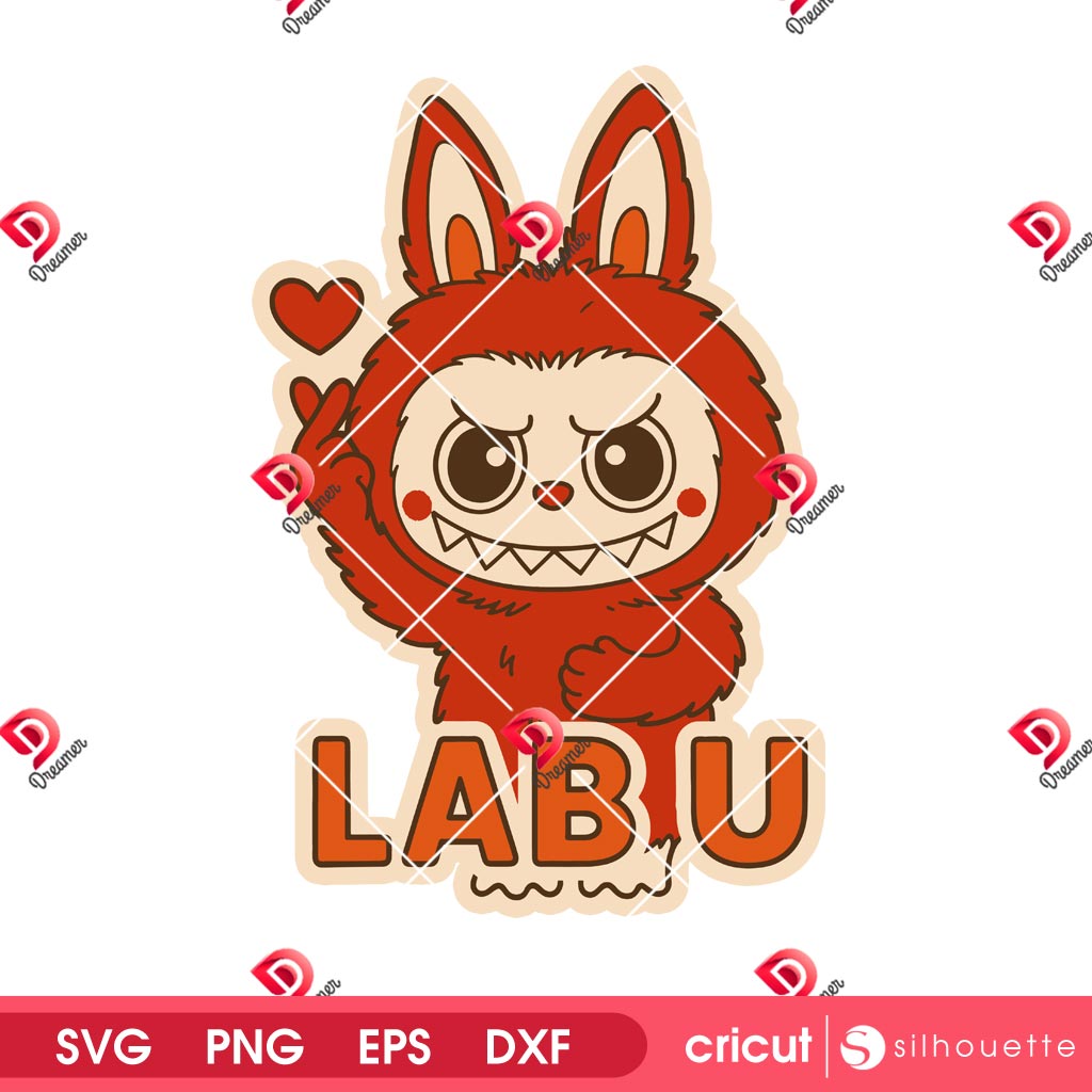 Red Labubu SVG PNG Design 4 Red Labubu SVG PNG Design
