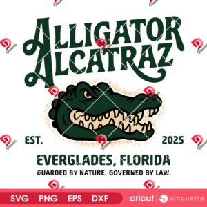 Retro Alligator Alcatraz Florida Everglades SVG PNG, Funny Meme Alligator Alcatraz 2025 PNG SVG
