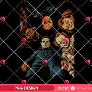 Retro Horror Characters Halloween 2025 PNG, Trending Horror Killers 2025 PNG, Halloween Friends Movie PNG
