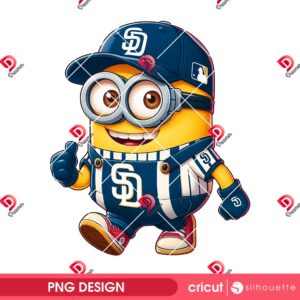 San Diego Padres Minion PNG, Minion Baseball SD Padres PNG, MLB Baseball Cartoon PNG