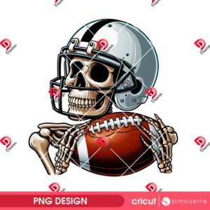 Skeleton Football Player PNG, Funny Skull Football Halloween PNG