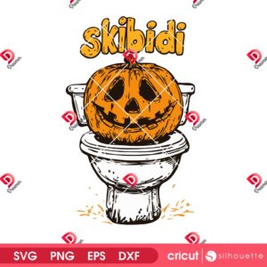 Skibidi Toilet Pumpkin SVG PNG EPS DXF, Funny Halloween Skibidi SVG PNG Design