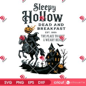 Sleepy Hollow Dead And Breakfast PNG, Vintage Halloween PNG Design
