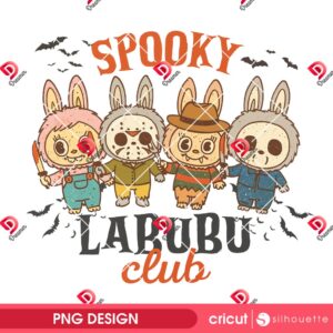 Spooky Labubu Club PNG, Halloween Horror Killers Labubu Monster PNG