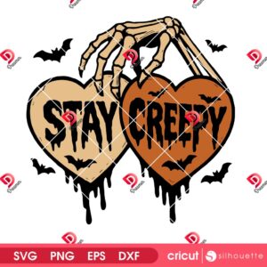 Stay Creepy Skeleton Hand SVG PNG, Vintage Halloween Skeleton SVG PNG