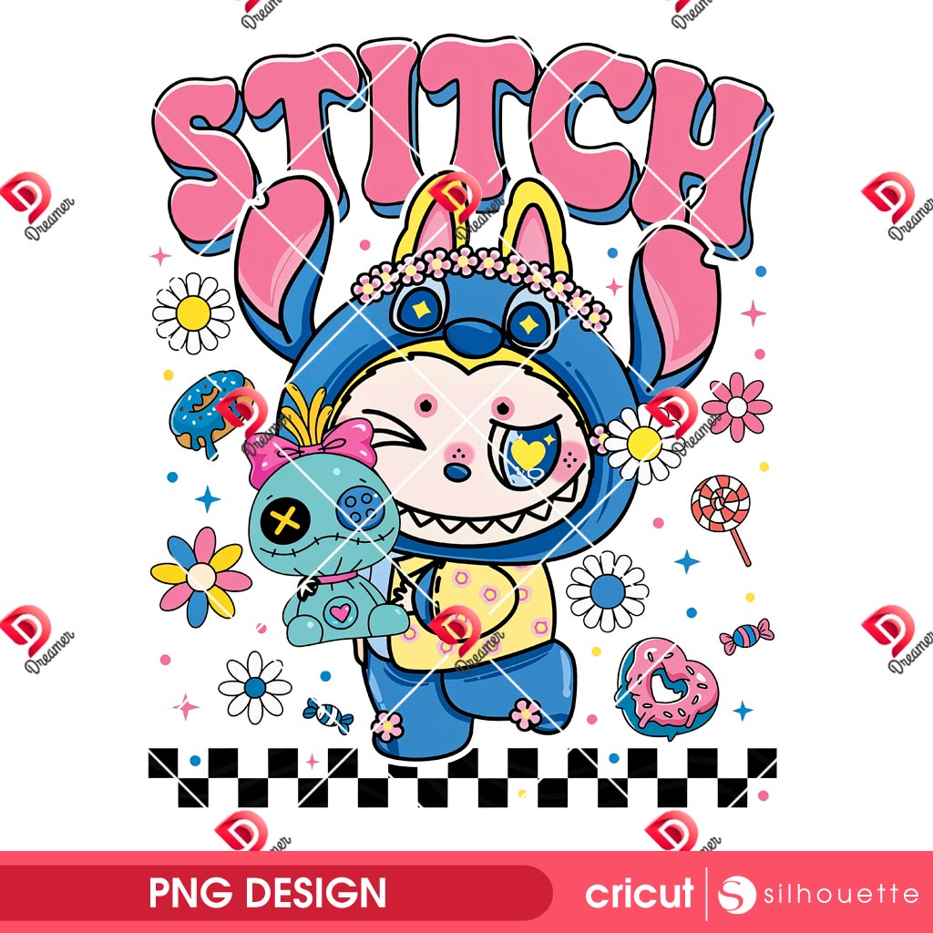 Stitch Labubu PNG, Trending Monster Doll Labubu Stitch PNG 2 Stitch Labubu PNG, Trending Monster Doll Labubu Stitch PNG