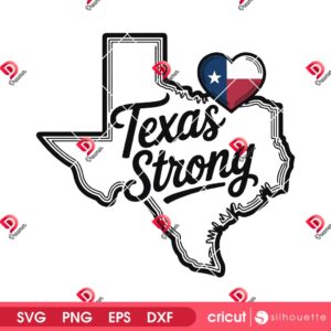 Texas Strong SVG PNG EPS DXF Design, Heart Texas Outline Graphic SVG PNG Design