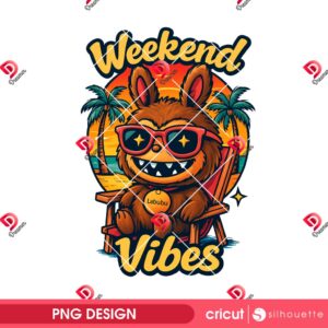 Weekend Vibes Labubu PNG, Labubu Summer PNG, Monster Cartoon Labubu PNG