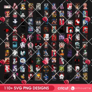 Anime Designs Big Bundle SVG PNG, Bundle Manga Anime Cartoon Designed by SVG Dreamer