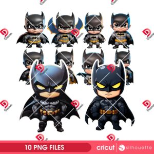 Baby Batman PNG Bundle, Bundle Cute Superhero Batman PNG
