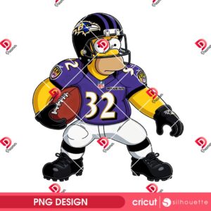 Baltimore Ravens Homer Simpson Player PNG, The Simpson NFL Football Ravens PNG