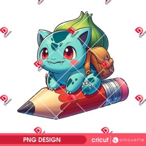 Bulbasaur With Pencil Back To School PNG, Pokemon Bulbasaur First Day Of School PNG