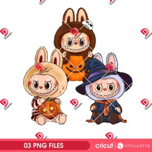 Bundle Cute Labubu Halloween PNG, The Monster Labubu Witch Pumpkin Halloween PNG
