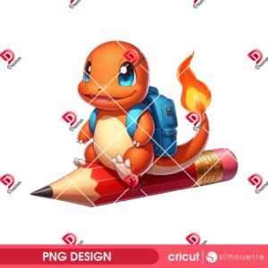 Charmander With Pencil Back To School PNG, Pokemon Charmander First Day Of School PNG