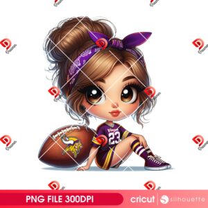 Bundle Minnesota Vikings NFL PNG, Football Vikings Cartoon Characters Bundle PNG 29 Cute Chibi Girl Minnesota Vikings NFL Football PNG - Clipart PNG Digital Download