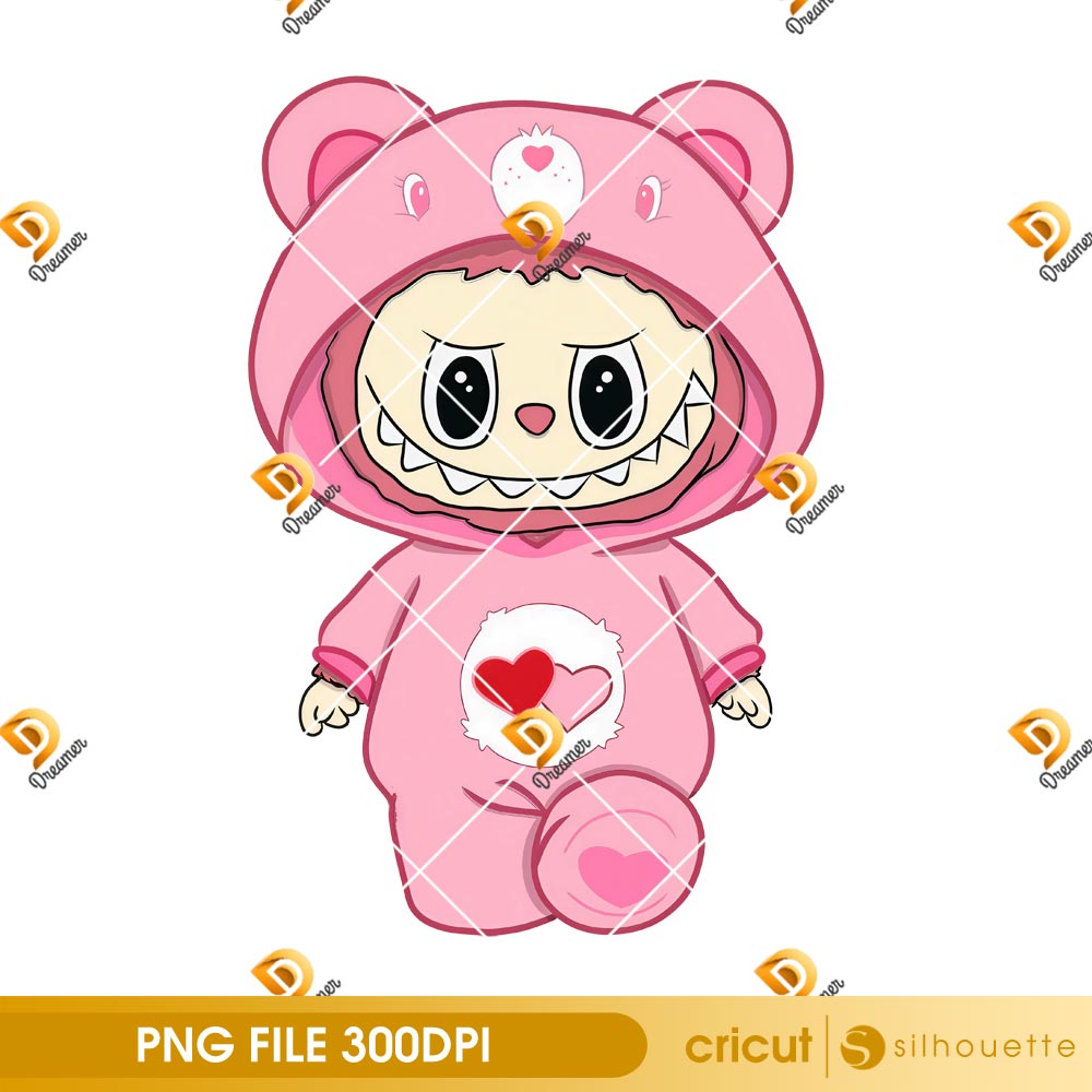 Cute Labubu Wearing Bear Outfit PNG, Pink Bear Labubu The Monster PNG 1 Cute Labubu Wearing Bear Outfit PNG, Pink Bear Labubu The Monster PNG