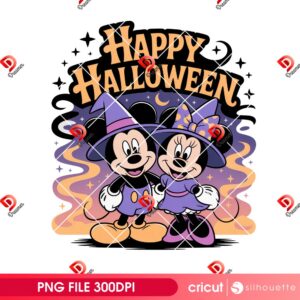 Disney Mouse Couple Happy Halloween PNG, Mickey And Minnie Witches Halloween PNG