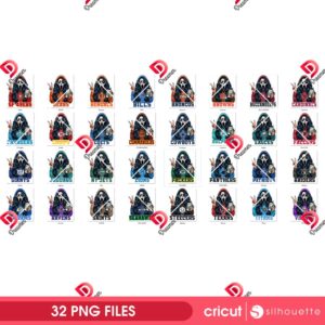 Ghostface Lady NFL Football Bundle PNG, Horror Killer Halloween NFL Logo PNG Bundle
