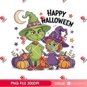 Grinch Couple Halloween PNG, Grinchmas Halloween 2025 PNG