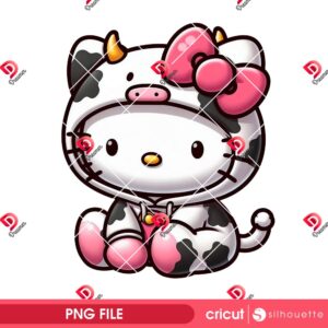 Bundle Hello Kitty Wearing Animals Outfit PNG, Hello Kitty Animals Costume PNG Bundle 49 Hello Kitty Cow PNG, Cute Cow Hoodie PNG, Kawaii Cartoon Character PNG