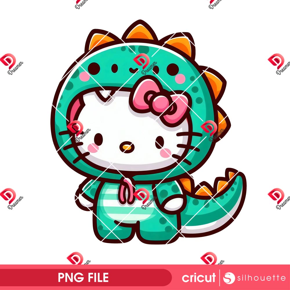 Bundle Hello Kitty Wearing Animals Outfit PNG, Hello Kitty Animals Costume PNG Bundle 28 Hello Kitty Dinosaur PNG, Cute Dino Costume PNG, Kawaii Cartoon Character PNG