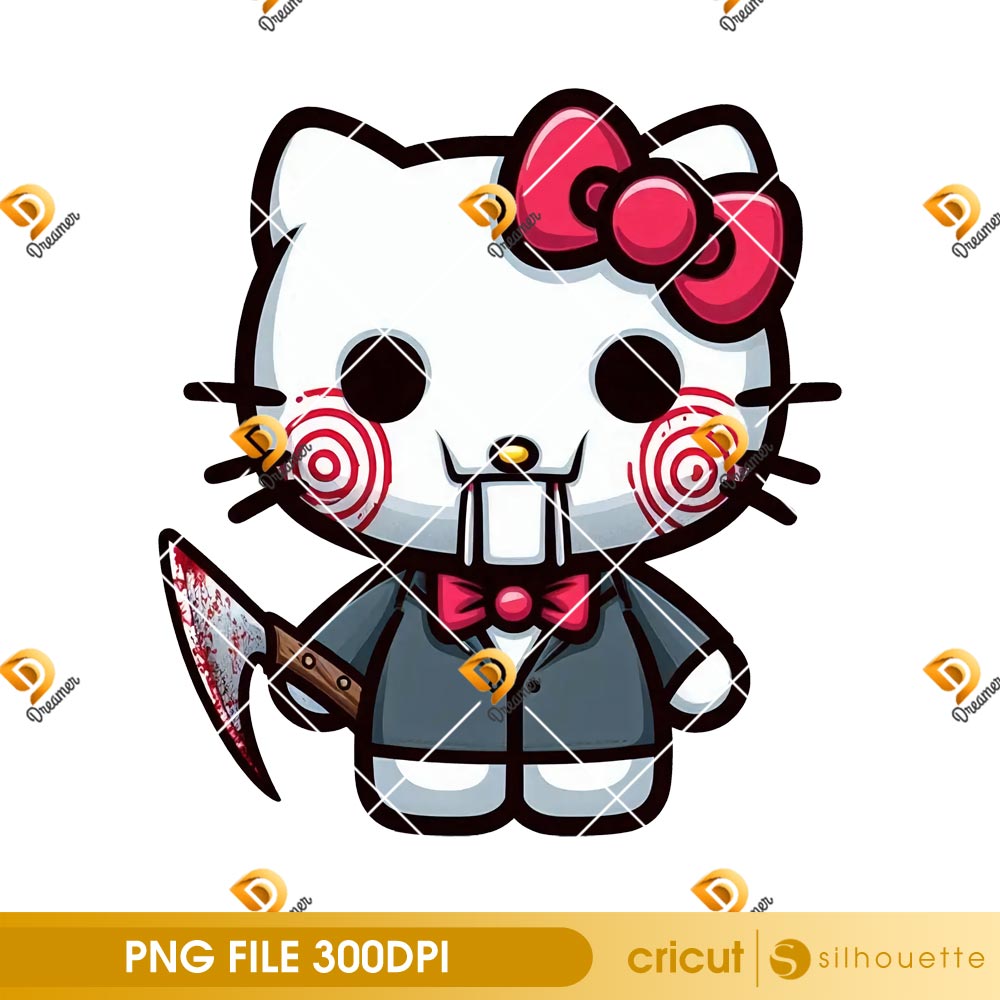 Bundle Hello Kitty Horror Killers Halloween PNG, Hello Kitty Horror Friends Movie PNG Bundle 5 Hello Kitty Jigsaw Halloween 2025 PNG, Horror Billy The Puppet Kawaii Cartoon Halloween PNG