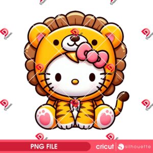Bundle Hello Kitty Wearing Animals Outfit PNG, Hello Kitty Animals Costume PNG Bundle 54 Hello Kitty Lion PNG, Cute Lion Costume PNG, Kawaii Cartoon Character PNG