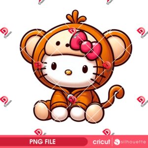 Bundle Hello Kitty Wearing Animals Outfit PNG, Hello Kitty Animals Costume PNG Bundle 55 Hello Kitty Monkey PNG, Cute Monkey Costume PNG, Kawaii Cartoon Character PNG