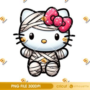 Hello Kitty Mummy Halloween PNG, Cute Halloween 2025 PNG, Cartoon Character Costume PNG