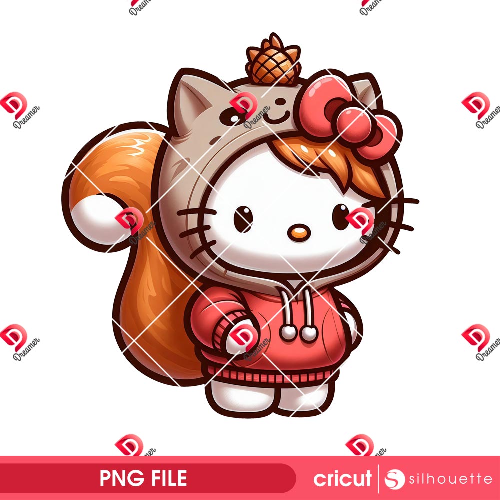 Bundle Hello Kitty Wearing Animals Outfit PNG, Hello Kitty Animals Costume PNG Bundle 10 Hello Kitty Squirrel Hoodie PNG, Hello Kitty Cute Squirrel PNG, Hello Kitty Kawaii Squirrel PNG
