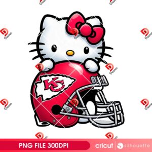 Hello Kitty With KC Chiefs Helmet PNG, Hello Kitty Football Kansas City Chiefs PNG