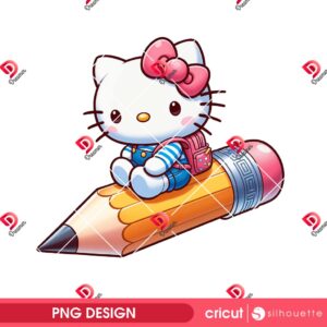 Hello Kitty With Pencil Back To School PNG, Hello Kitty First Day Of School PNG