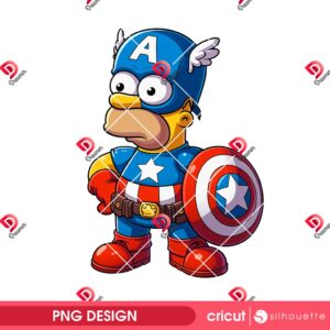 Homer Simpson Captain America PNG, Superhero The Simpson Movie PNG