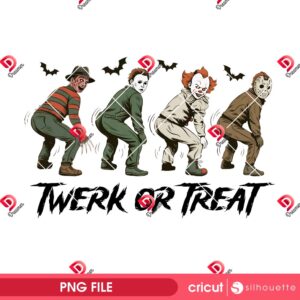 Horror Killers Twerk Or Treat PNG, Halloween Horror Characters PNG, Funny Dancing Killers PNG