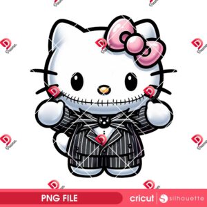 Jack Skellington Hello Kitty PNG, Nightmare Before Christmas Character PNG, Hello Kitty Halloween 2025 PNG