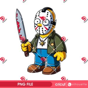 Jason Simpson PNG, Homer Simpson Costume Jason Voorhees Halloween PNG, Funny Killer Halloween PNG