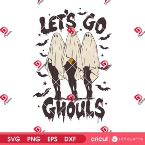 Lets Go Ghouls Ghost Halloween SVG PNG, Retro Spooky Witches SVG PNG, Spooky Mama Halloween SVG PNG
