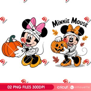 Minnie Mouse Mummy Halloween PNG, Happy Halloween 2025 PNG, Disney Mouse Friends Halloween PNG