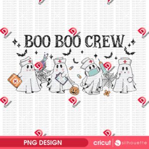 Nurse Boo Boo Crew PNG, Ghost Nurse Funny PNG, Cute Ghost Halloween 2025 PNG