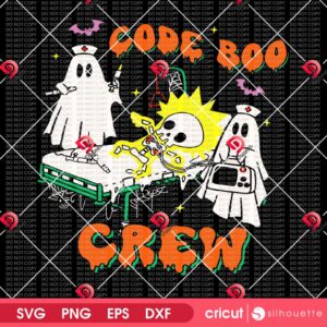 Nurse Code Boo Crew SVG PNG, Nurse And Doctor Halloween SVG PNG, Funny Ghost Hospital PNG SVG