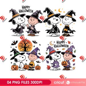 Peanuts Happy Halloween PNG Bundle, Snoopy Charlie Brown Witches PNG