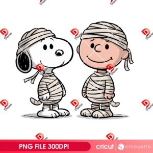 Snoopy And Charlie Brown Mummy Halloween PNG, Peanuts Cartoon Halloween PNG